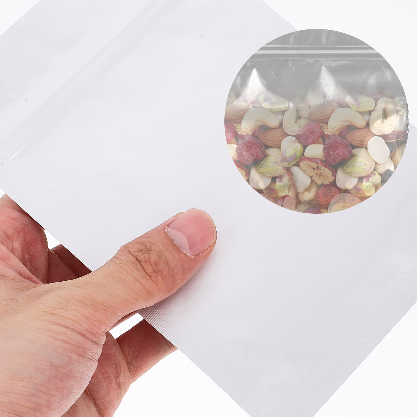 Food In Snacks - 50枚入り 密閉性のある再封可能な袋 食品保存用ポーチ スナック、ジュエリー、小物の包装用 再封可能な包装袋