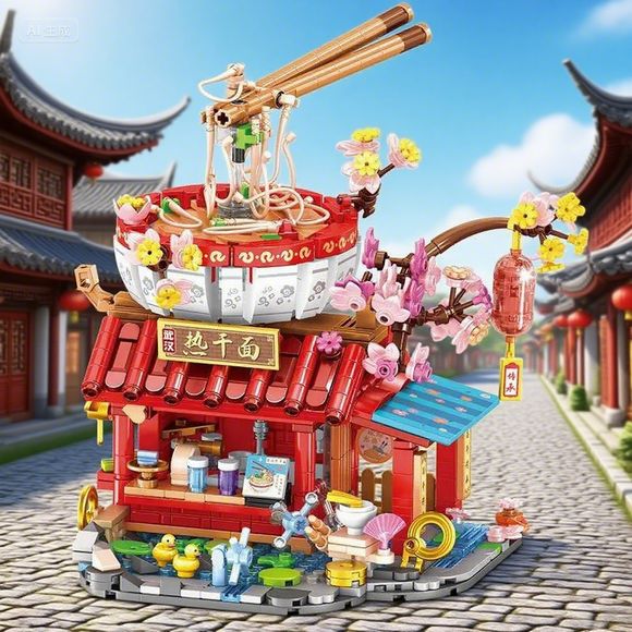 Food Nation Snacks - 新しい食品店ビルディングブロック中華麺屋ガールシティストリート風景ナショナルスナックストリートフードショップ装飾ギフト