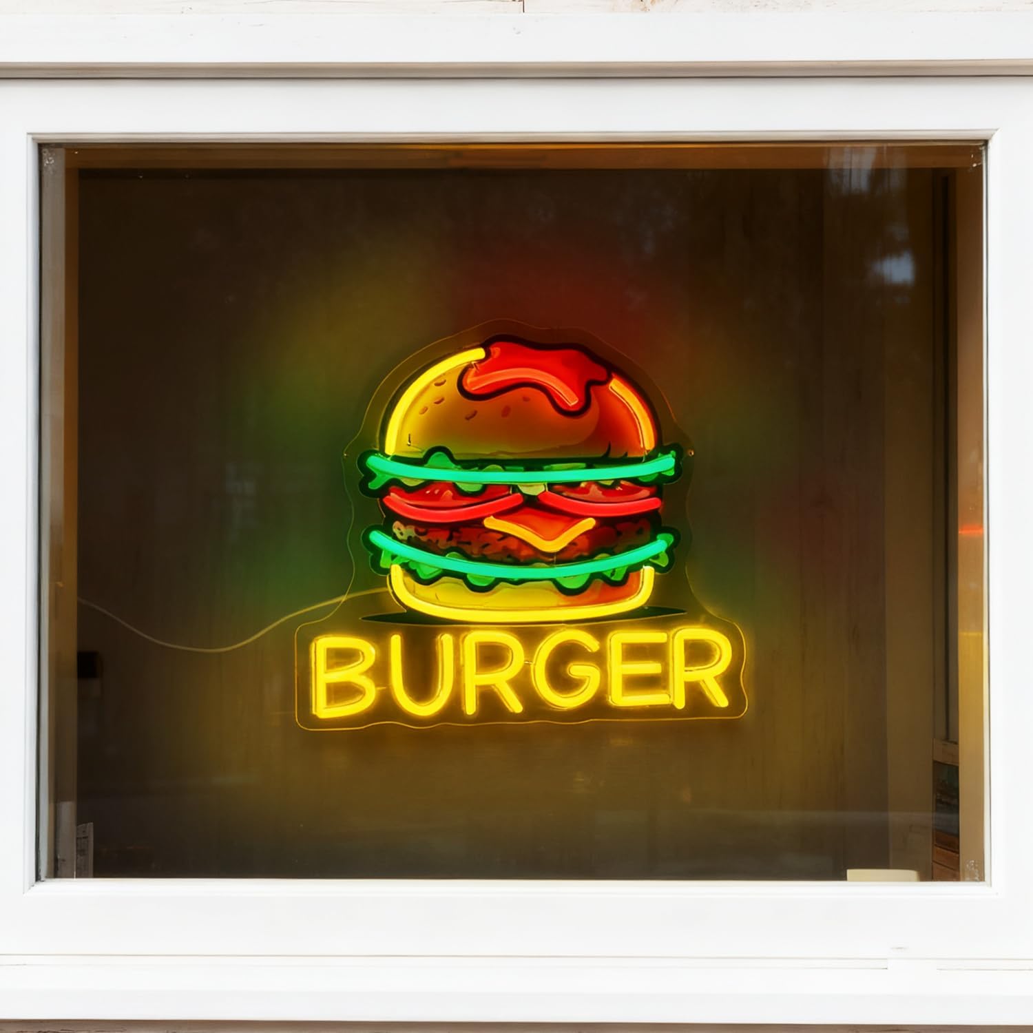 バーガーネオンサイン、LEDハンバーガーサイン、レストラン、 - Fast Food With Snacks のレビューと価格