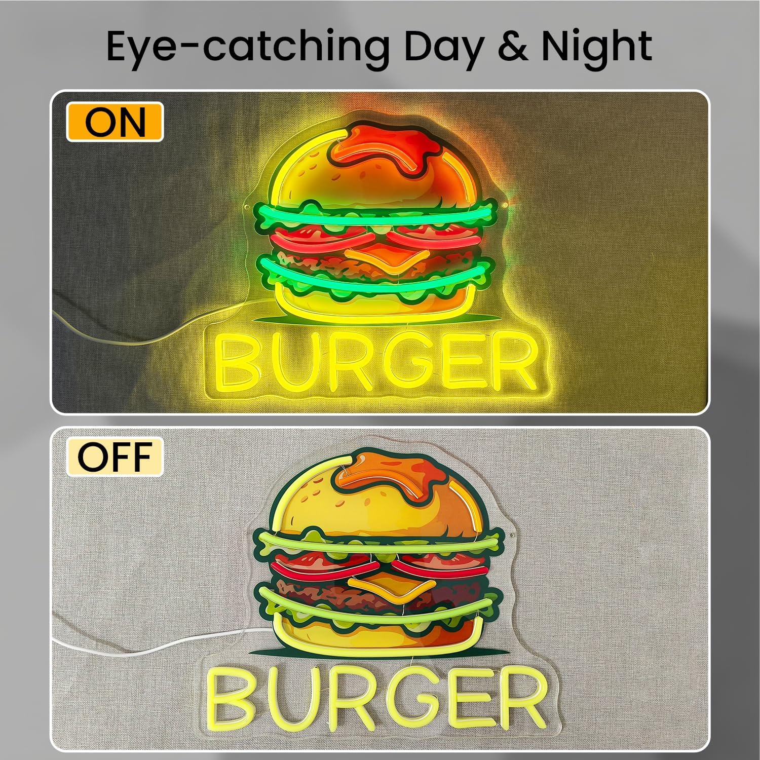 バーガーネオンサイン、LEDハンバーガーサイン、レストラン、 - Fast Food With Snacks のレビューと価格