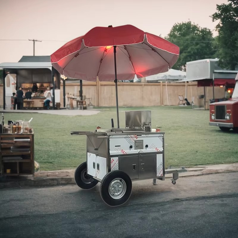 移動式屋台カート、牽引可能なホットドッグカート、作業台と収納 - Fast Food With Snacks のレビューと価格