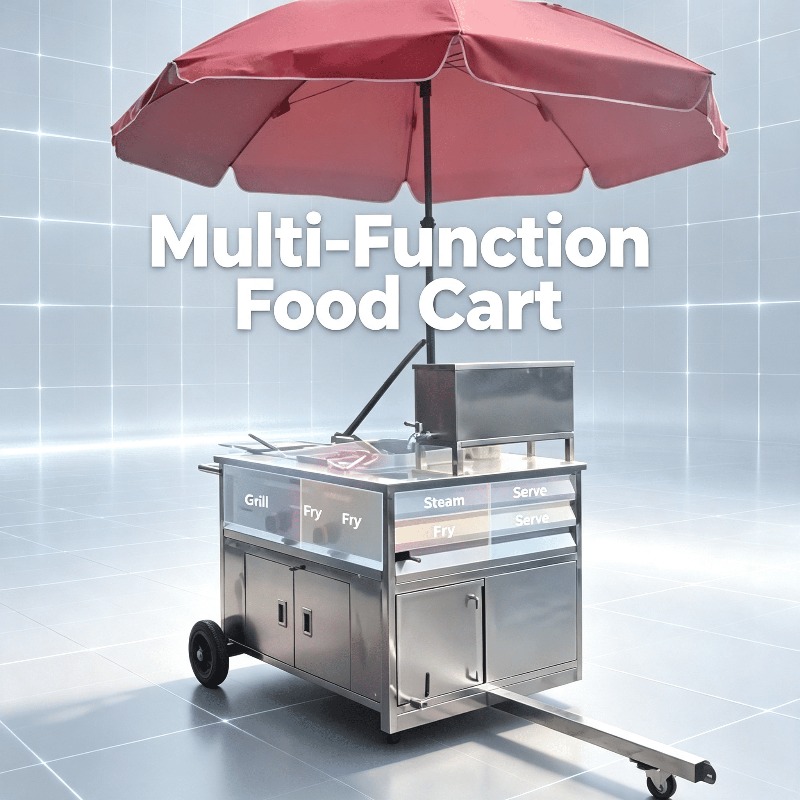 移動式屋台カート、牽引可能なホットドッグカート、作業台と収納 - Fast Food With Snacks のレビューと価格