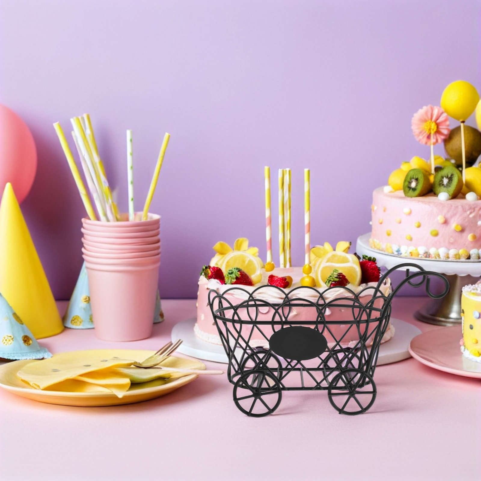 フライドポテトバスケットクレードルカート型ブラック合金スナッ - Food Snacks For Party のレビューと価格