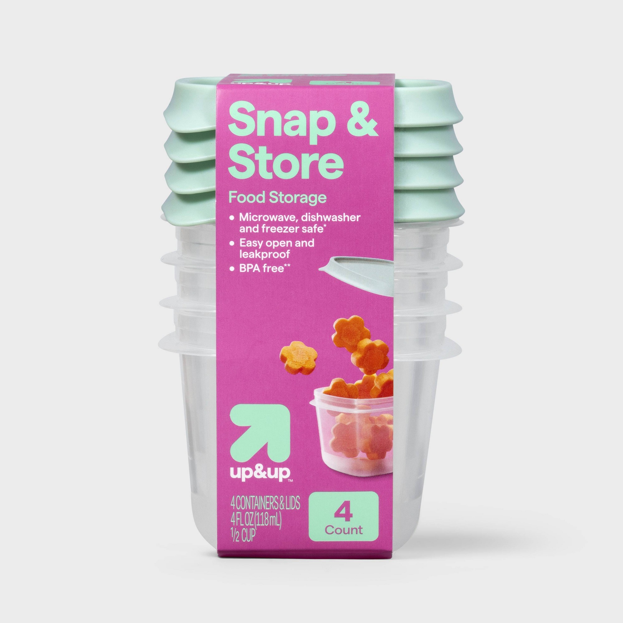 4個入りミニスクエアハーフカップ食品保存容器、BPAフリーの - Food Prep Snacks のレビューと価格