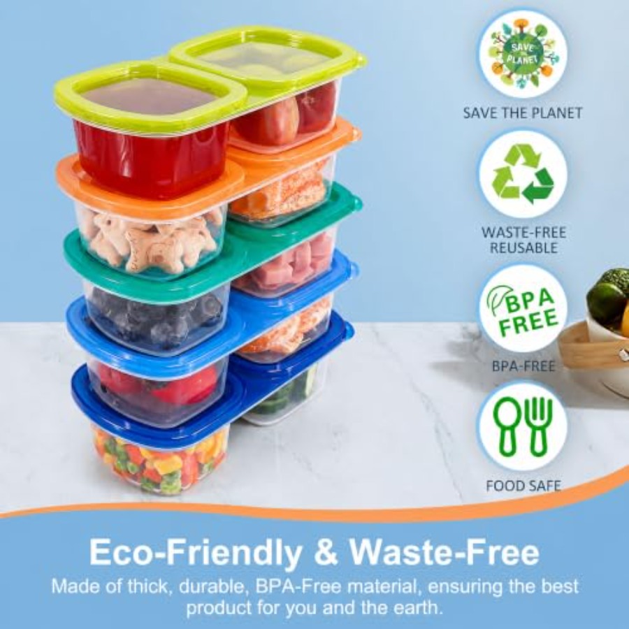 蓋付き再利用可能なスナック容器5個パック - 2コンパートメ - Food Prep Snacks のレビューと価格