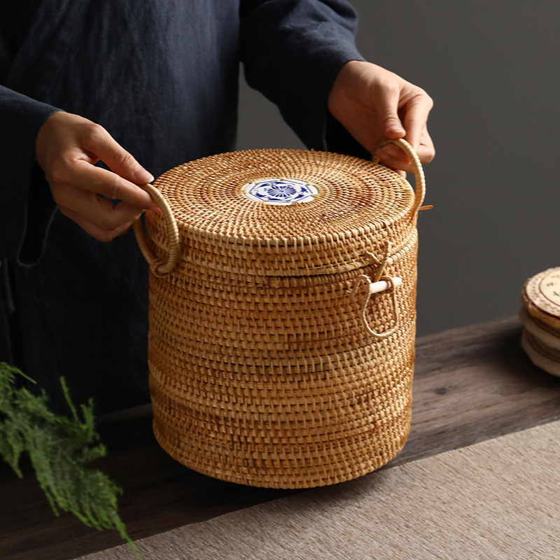 籐製のお茶収納ボックス,蓋付き,緑茶,コーヒーバッグ,お茶, - Food Snacks That Are Green のレビューと価格