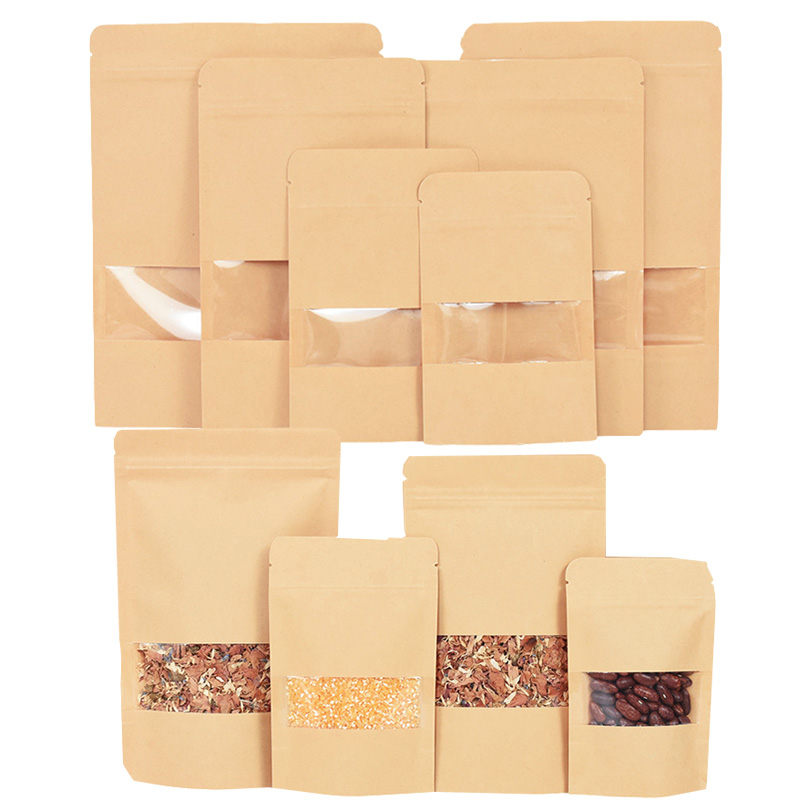 20/50 個クラフト紙ジップロックバッグ窓食品スナック茶自 - Food Snacks For Party のレビューと価格